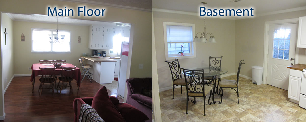 Newly remodeled diningrooms on the main floor and basement of the UNG house with rooms to rent.